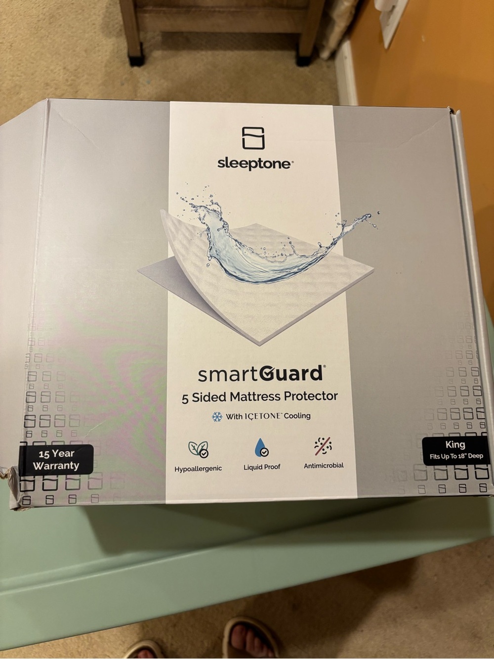 Sleeptone smartGuard 5-Sided Mattress Protector - White
